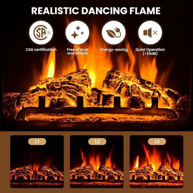 Alt view image 5 of 7 - Happygrill Electric Fireplace TV Stand with Remote Control, 48 inch TV Stand with Fireplace Heater, Multifunctional Console Table with Storage Cabinets