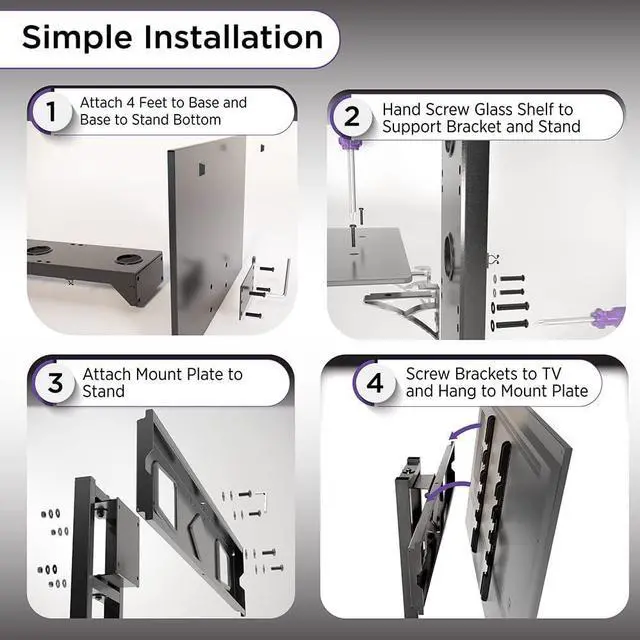 Alt view image 7 of 7 - ProMounts Floor TV Stand Swivel for Most 37-72 Inch TVs, Height Adjustable TV Stand with ±25° Swivel, Floor TV Mount with Adjustable AV Shelf, Floor Monitor Stand Height Adjustable