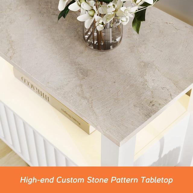 Alt view image 6 of 7 - FITUEYES White Fireplace TV Stand for 80 Inch TV with 16 Color RBB LED Light, Modern TV Console Table with Electric Heater & Storage Cabinet, Television Stands for Living Room Bedroom, 70 Inch