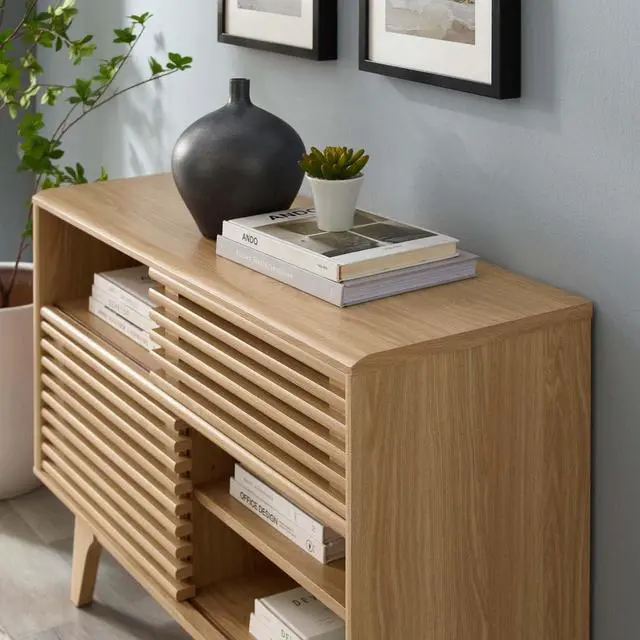 Alt view image 6 of 7 - Modway Render Mid-Century Modern Two-Tier Display Stand in Oak