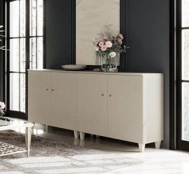 Alt view image 3 of 7 - WAMPAT Modern Wood TV Stands Cabinets for TVs up to 75 Inches, Beige Linen
