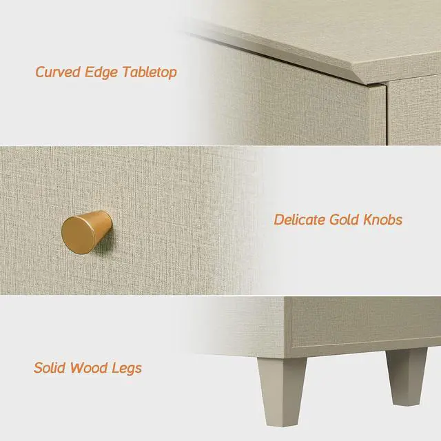 Alt view image 5 of 7 - WAMPAT Modern Wood TV Stands Cabinets for TVs up to 75 Inches, Beige Linen