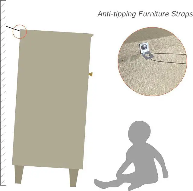 Alt view image 6 of 7 - WAMPAT Modern Wood TV Stands Cabinets for TVs up to 75 Inches, Beige Linen