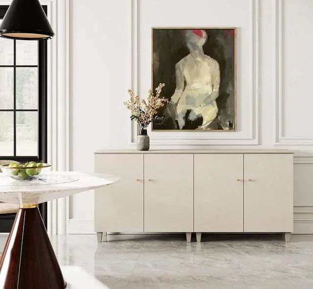 Alt view image 7 of 7 - WAMPAT Modern Wood TV Stands Cabinets for TVs up to 75 Inches, Beige Linen