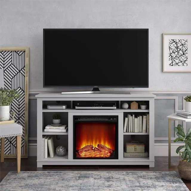 Alt view image 5 of 7 - Ameriwood Home Edgewood Fireplace TV Stand for TVs up to 55", Dove Gray