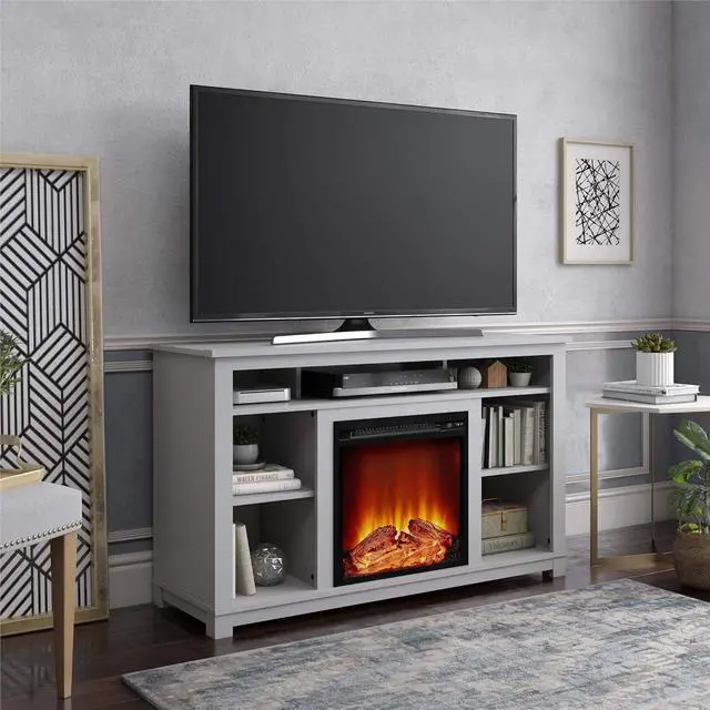 Alt view image 7 of 7 - Ameriwood Home Edgewood Fireplace TV Stand for TVs up to 55", Dove Gray