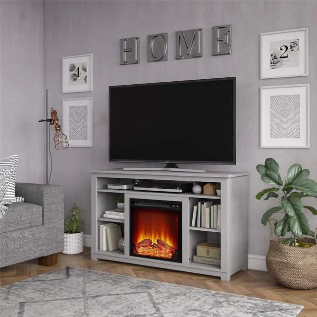 Alt view image 6 of 7 - Ameriwood Home Edgewood Fireplace TV Stand for TVs up to 55", Dove Gray