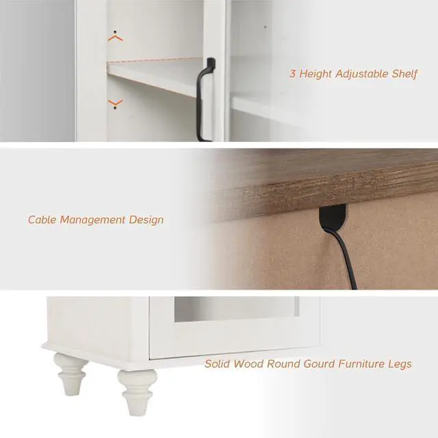 Alt view image 6 of 7 - WAMPAT TV Stand for 43 Inch TV with Storage Cabinet, White
