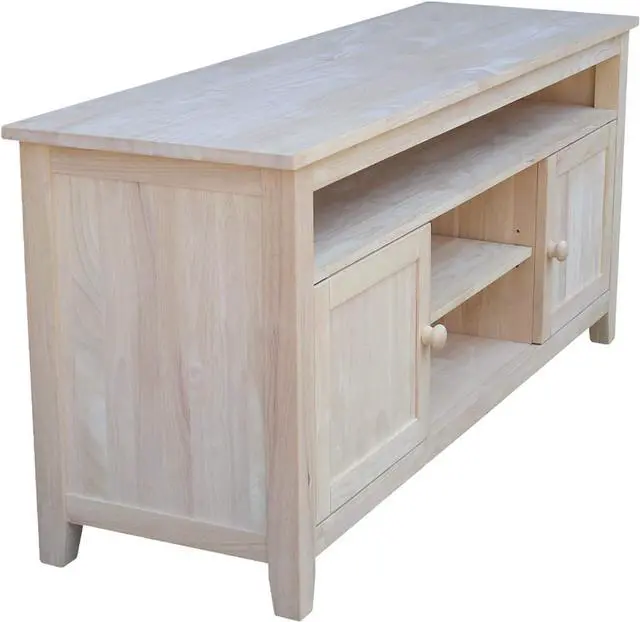 Alt view image 3 of 7 - International Concepts TV Stand with 2 Doors, 1 Shelf and 2 Cabinets