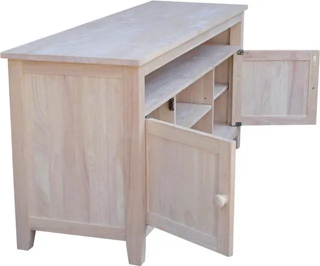 Alt view image 4 of 7 - International Concepts TV Stand with 2 Doors, 1 Shelf and 2 Cabinets
