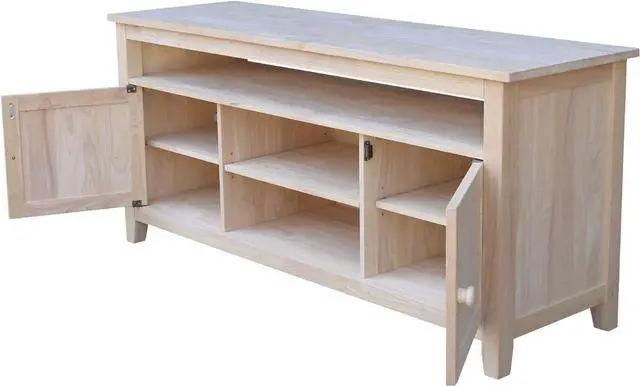Alt view image 5 of 7 - International Concepts TV Stand with 2 Doors, 1 Shelf and 2 Cabinets