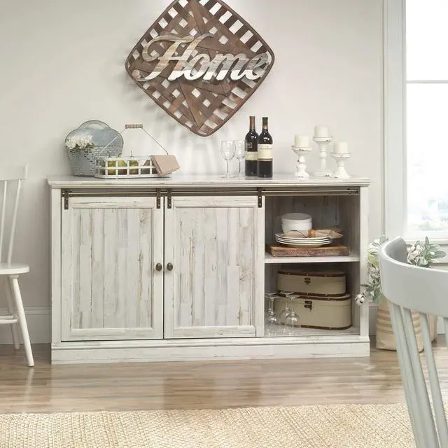 Alt view image 2 of 7 - Sauder Barrister Lane Credenza, for TVs up to 60", White Plank finish