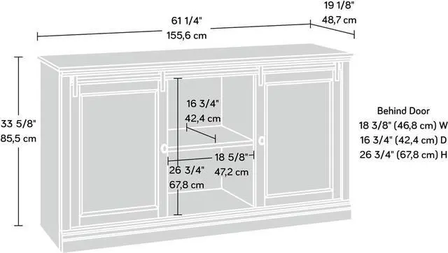Alt view image 3 of 7 - Sauder Barrister Lane Credenza, for TVs up to 60", White Plank finish