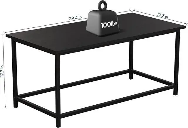 Alt view image 3 of 7 - SAYGOER Black Coffee Table Simple Modern Rectangular Center Table Open Space Minimalist for Living Room Home Office Industrial Cocktail Tables, Easy Assembly, 39.37 x 19.69 x 17.72