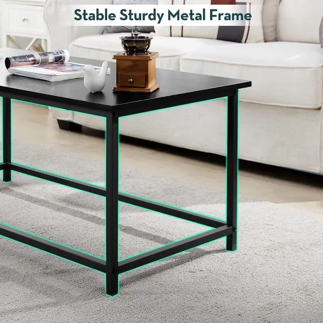 Alt view image 4 of 7 - SAYGOER Black Coffee Table Simple Modern Rectangular Center Table Open Space Minimalist for Living Room Home Office Industrial Cocktail Tables, Easy Assembly, 39.37 x 19.69 x 17.72