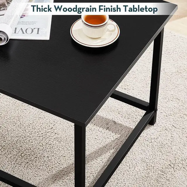 Alt view image 7 of 7 - SAYGOER Black Coffee Table Simple Modern Rectangular Center Table Open Space Minimalist for Living Room Home Office Industrial Cocktail Tables, Easy Assembly, 39.37 x 19.69 x 17.72