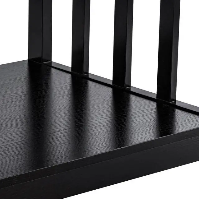 Alt view image 4 of 6 - ChooChoo Mission Coffee Table, Black Wood Living Room Table with Shelf, 40 Black