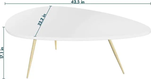 Alt view image 3 of 7 - SAYGOER Modern Coffee Table Small White Coffee Tables for Small Space Unique Simple Oval Center Table with Wood Frame for Living Room 22.2" D x 42.5" W x 17.1" H