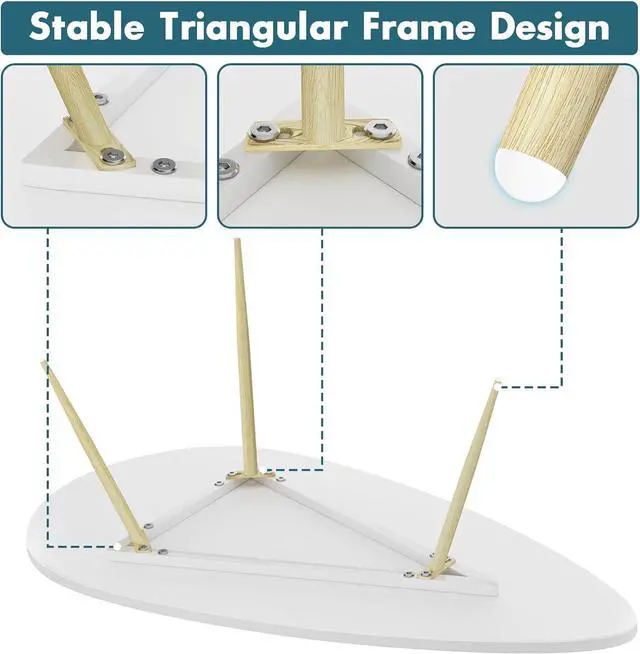 Alt view image 4 of 7 - SAYGOER Modern Coffee Table Small White Coffee Tables for Small Space Unique Simple Oval Center Table with Wood Frame for Living Room 22.2" D x 42.5" W x 17.1" H