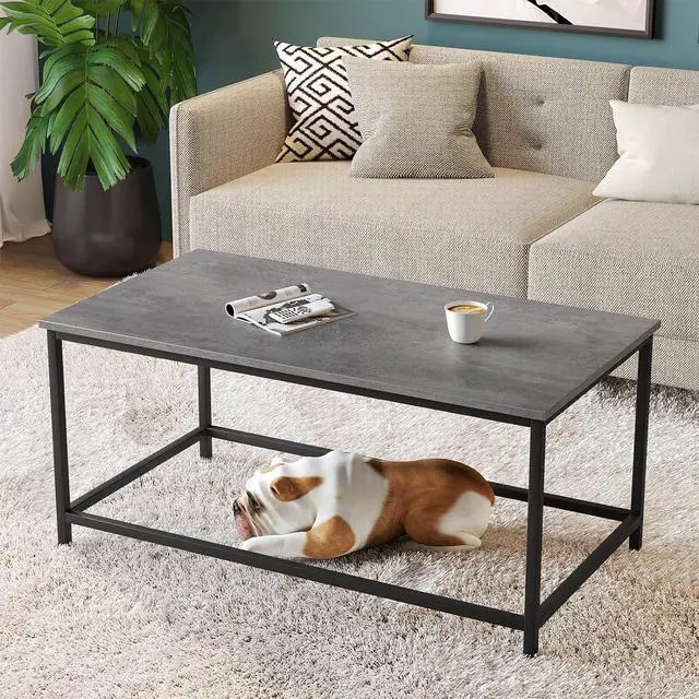 Main image of SAYGOER Coffee Table Simple Modern Coffee Tables Open Design Rectangular Minimalist Center Table for Living Room Home Office, Easy Assembly, 39.37x19.69 x17.72, Gray Black