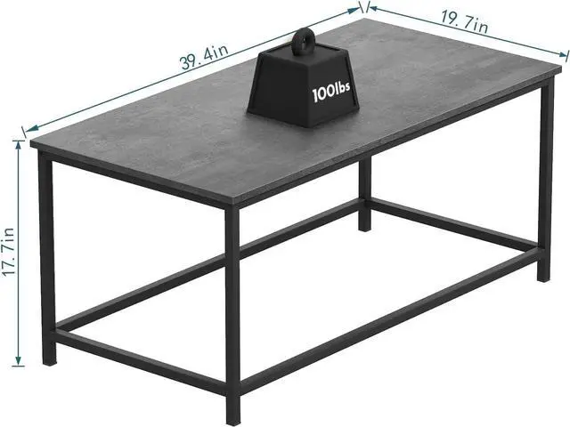 Alt view image 2 of 6 - SAYGOER Coffee Table Simple Modern Coffee Tables Open Design Rectangular Minimalist Center Table for Living Room Home Office, Easy Assembly, 39.37x19.69 x17.72, Gray Black
