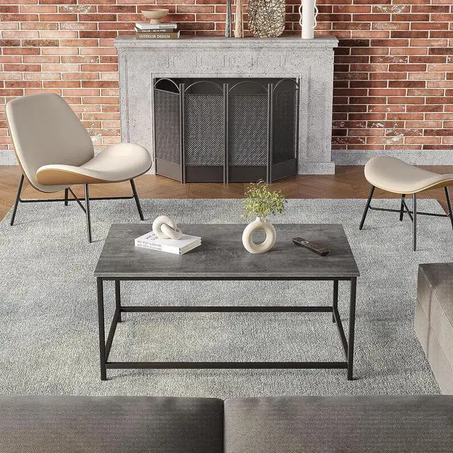 Alt view image 4 of 6 - SAYGOER Coffee Table Simple Modern Coffee Tables Open Design Rectangular Minimalist Center Table for Living Room Home Office, Easy Assembly, 39.37x19.69 x17.72, Gray Black
