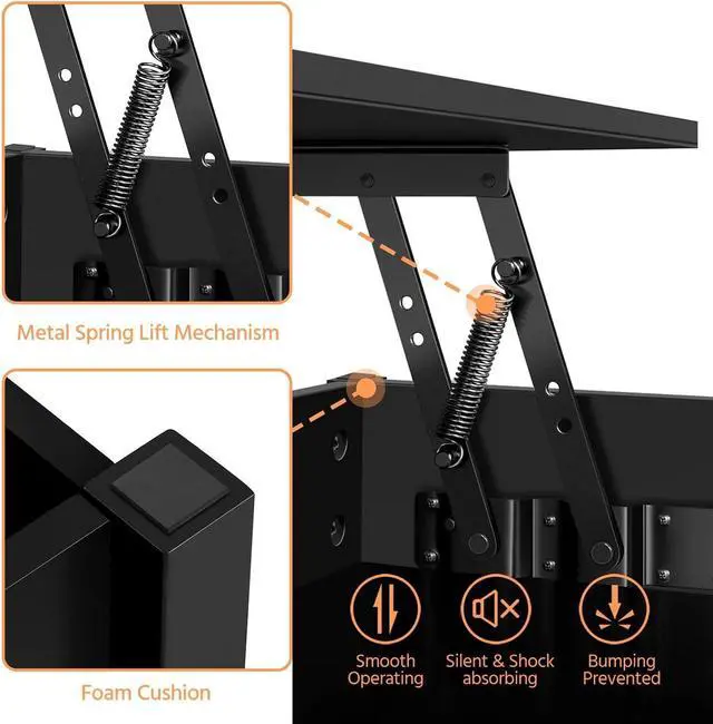 Alt view image 7 of 7 - Yaheetech Coffee Table, Lift Top Coffee Table w/Hidden Storage Compartment & Lower 3 Cube Open Shelves, Lift Tabletop Coffee Table for Living Room/Reception Room/Office, Black