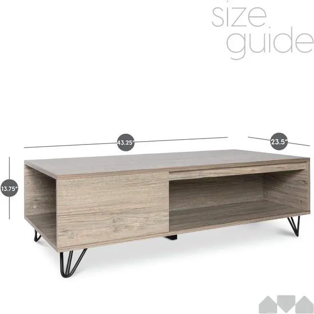 Alt view image 3 of 7 - Milliard Modern Farmhouse Coffee Table with Storage Grey