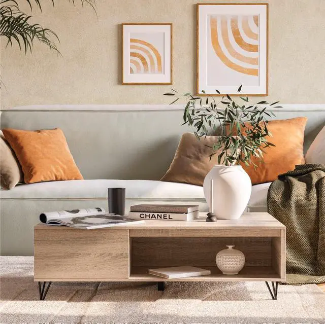 Alt view image 7 of 7 - Milliard Modern Farmhouse Coffee Table with Storage Grey