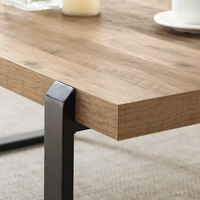 Alt view image 5 of 7 - FOLUBAN Rustic Coffee Table,Wood and Metal Industrial Cocktail Table for Living Room, 47 Inch Oak