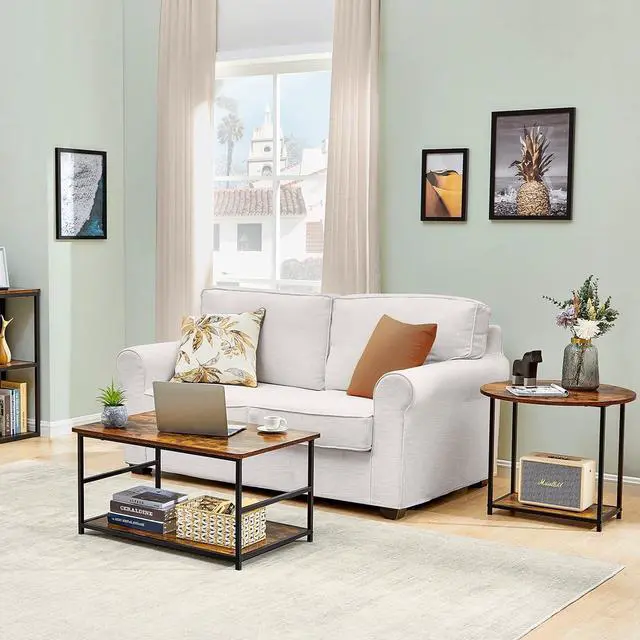 Alt view image 6 of 7 - WOHOMO Coffee Table, Mid Century Modern Coffee Table for Living Room Rustic Farmhouse Center Table 2 in 1Detachable Table Set, Rustic Brown