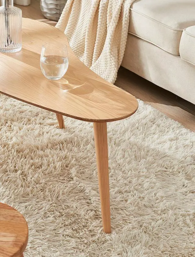 Alt view image 5 of 7 - Solid Wood Table Desk, Coffee Table End Table Round for Kitchen Dining Room, Living Room, Bedroom and Restaurant, 4 Legs Removable-Natural
