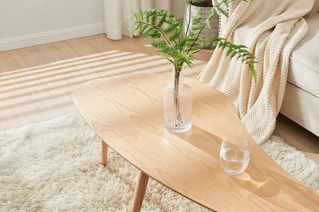 Alt view image 6 of 7 - Solid Wood Table Desk, Coffee Table End Table Round for Kitchen Dining Room, Living Room, Bedroom and Restaurant, 4 Legs Removable-Natural