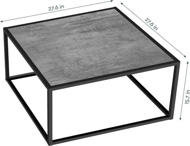 Alt view image 2 of 7 - SAYGOER Small Coffee Table Square Modern Coffee Tables for Small Spaces Low Center Table for Living Room Office, Wood Top with Metal Frames, Easy Assembly, Gray Wood