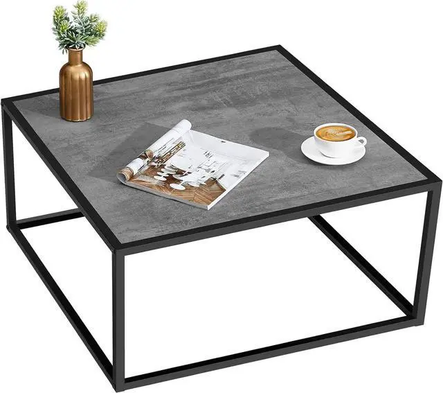 Alt view image 7 of 7 - SAYGOER Small Coffee Table Square Modern Coffee Tables for Small Spaces Low Center Table for Living Room Office, Wood Top with Metal Frames, Easy Assembly, Gray Wood