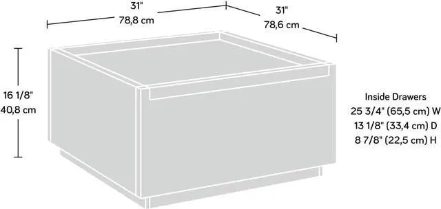 Alt view image 3 of 7 - Sauder Manhattan Gate Coffee Table, L: 31.02" x W: 30.95" x H: 16.06", Mystic Oak finish