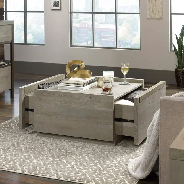 Alt view image 2 of 7 - Sauder Manhattan Gate Coffee Table, L: 31.02" x W: 30.95" x H: 16.06", Mystic Oak finish