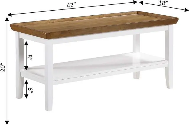 Alt view image 3 of 7 - Convenience Concepts Ledgewood Coffee Table with Shelf, Driftwood/White