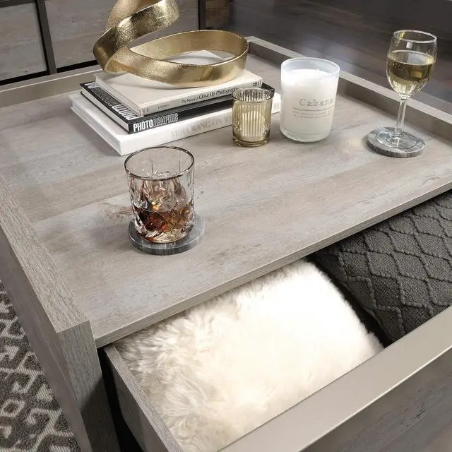 Alt view image 6 of 7 - Sauder Manhattan Gate Coffee Table, L: 31.02" x W: 30.95" x H: 16.06", Mystic Oak finish