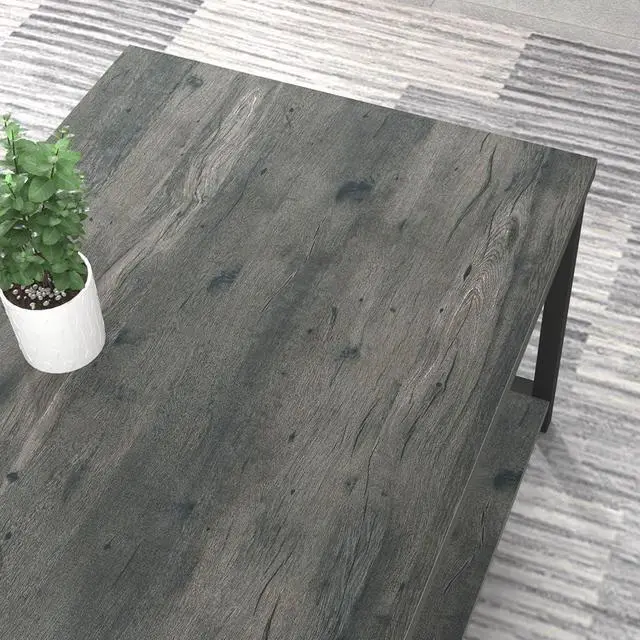 Alt view image 4 of 7 - EXCEFUR Coffee Table, Rustic Wood and Metal Center Table for Living Room, 39.3 Inch Grey