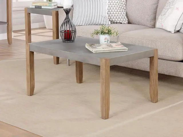 Main image of Alaterre Furniture Newport 36" L Faux Concrete and Wood Coffee Table