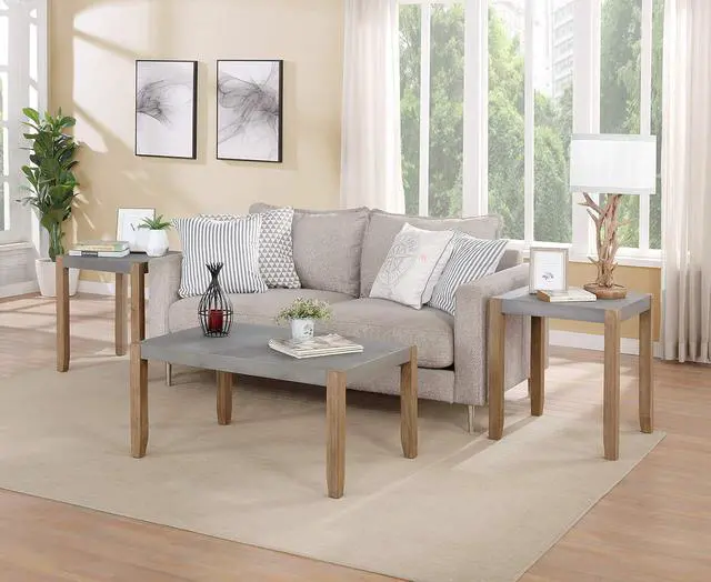 Alt view image 5 of 6 - Alaterre Furniture Newport 36" L Faux Concrete and Wood Coffee Table
