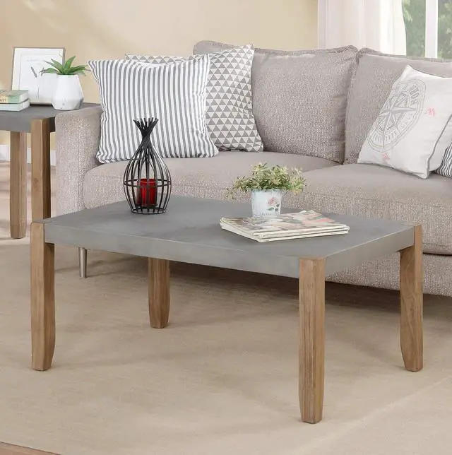 Alt view image 6 of 6 - Alaterre Furniture Newport 36" L Faux Concrete and Wood Coffee Table