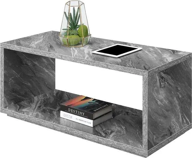 Alt view image 5 of 7 - Convenience Concepts Northfield Admiral Coffee Table with Shelf, Gray Faux Marble