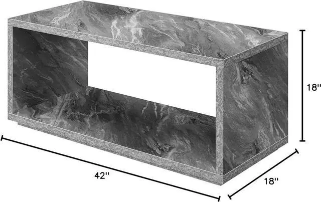 Alt view image 3 of 7 - Convenience Concepts Northfield Admiral Coffee Table with Shelf, Gray Faux Marble
