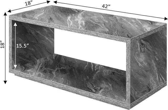 Alt view image 7 of 7 - Convenience Concepts Northfield Admiral Coffee Table with Shelf, Gray Faux Marble