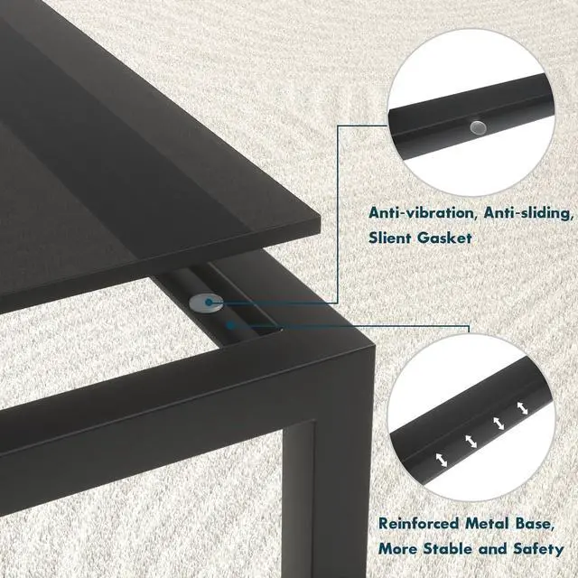 Main image of SAYGOER Black Glass Coffee Table Small Modern Coffee Tables 26.7in Square Tempered Glass-Top Accent Center Table for Living Room Home Office with Black Metal Frame Easy Assembly