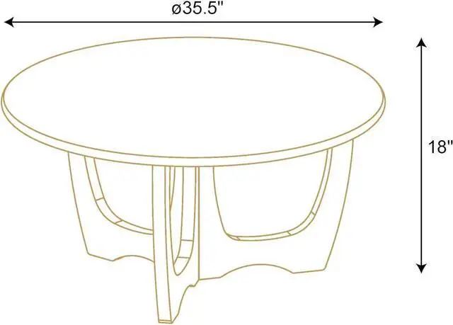 Alt view image 2 of 7 - FINECASA Wooden Round Coffee Table, Curved Leg, Furniture, Accent Couch, Coffee Table for Livingroom, Round Wood Table, 36 x 18 Inches, Natural