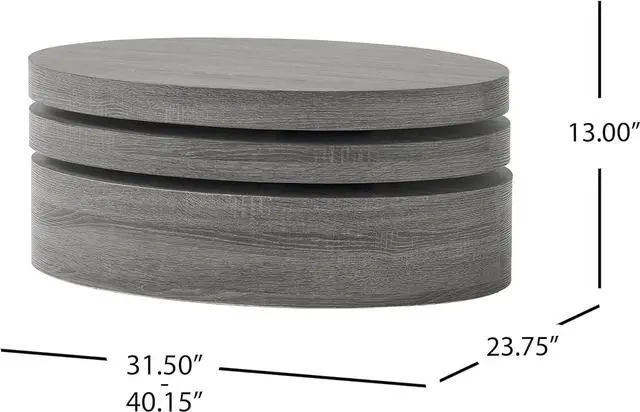 Alt view image 3 of 3 - Christopher Knight Home CKH Small Oval Mod Rotatable Coffee Table, Black