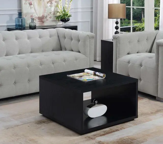 Alt view image 2 of 6 - Convenience Concepts Northfield Admiral Square Coffee Table, Black
